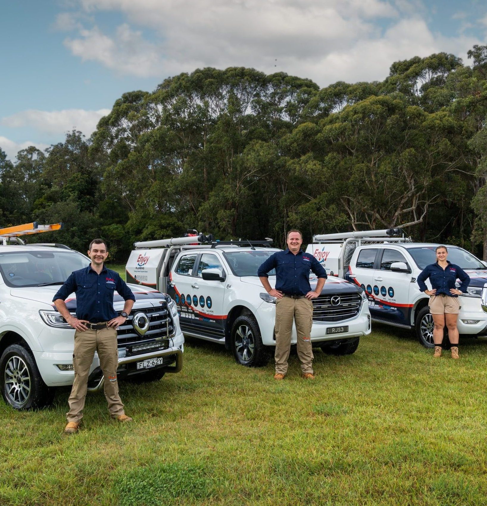 The Enjoy Plumbing team and fleet